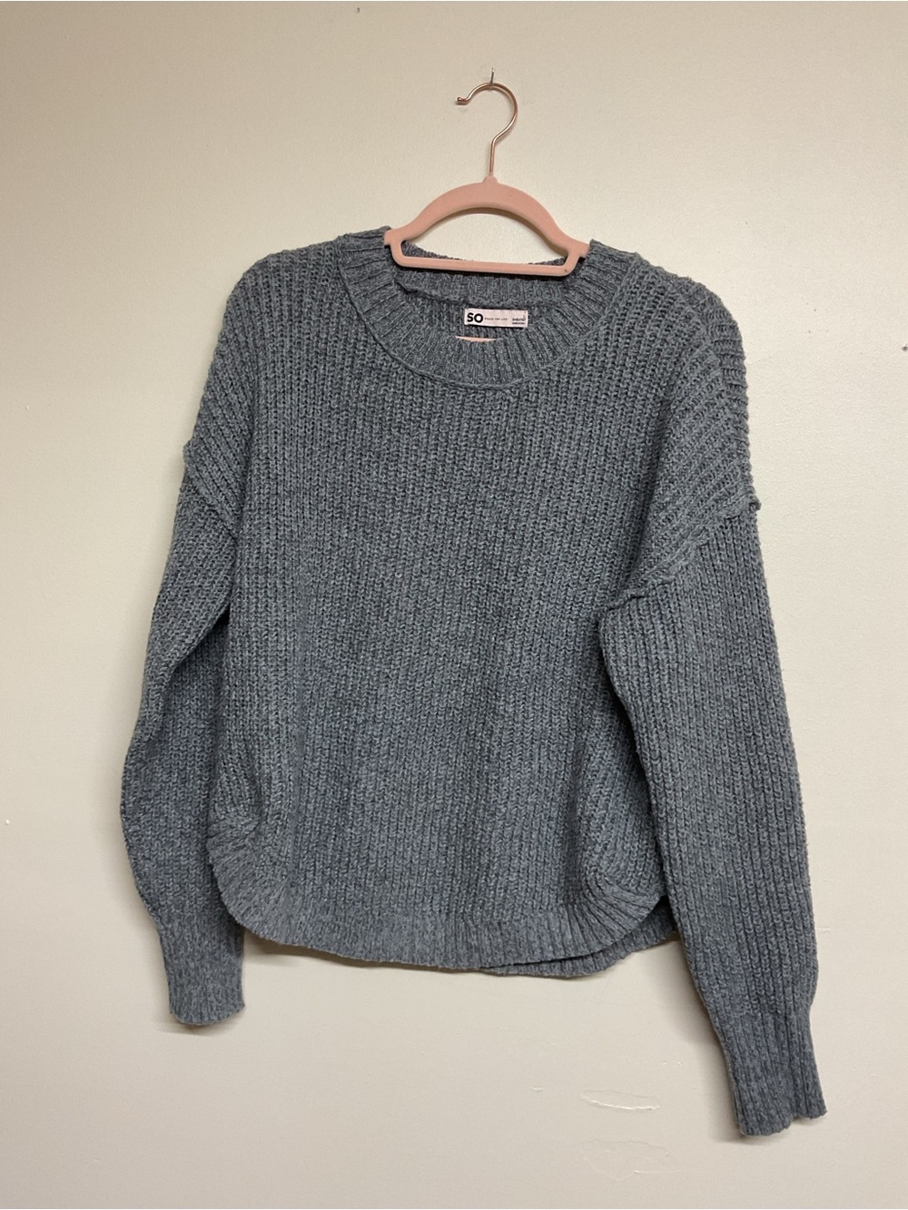 SO Ribbed Crewneck Sweater - Gray